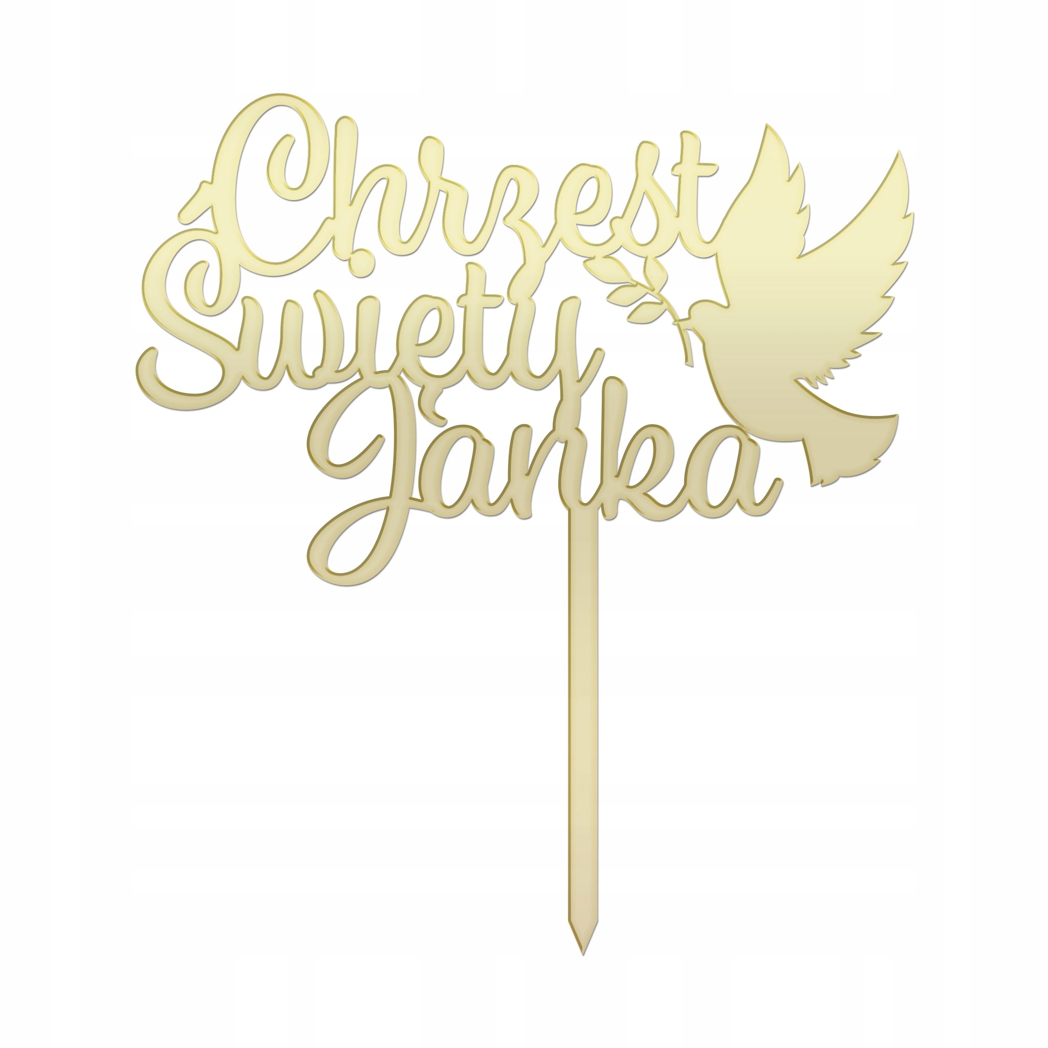 TOPPER NA TORT CHRZEST ŚWIĘTY NAPIS ZŁOTE LUSTRO Motyw personalizowany