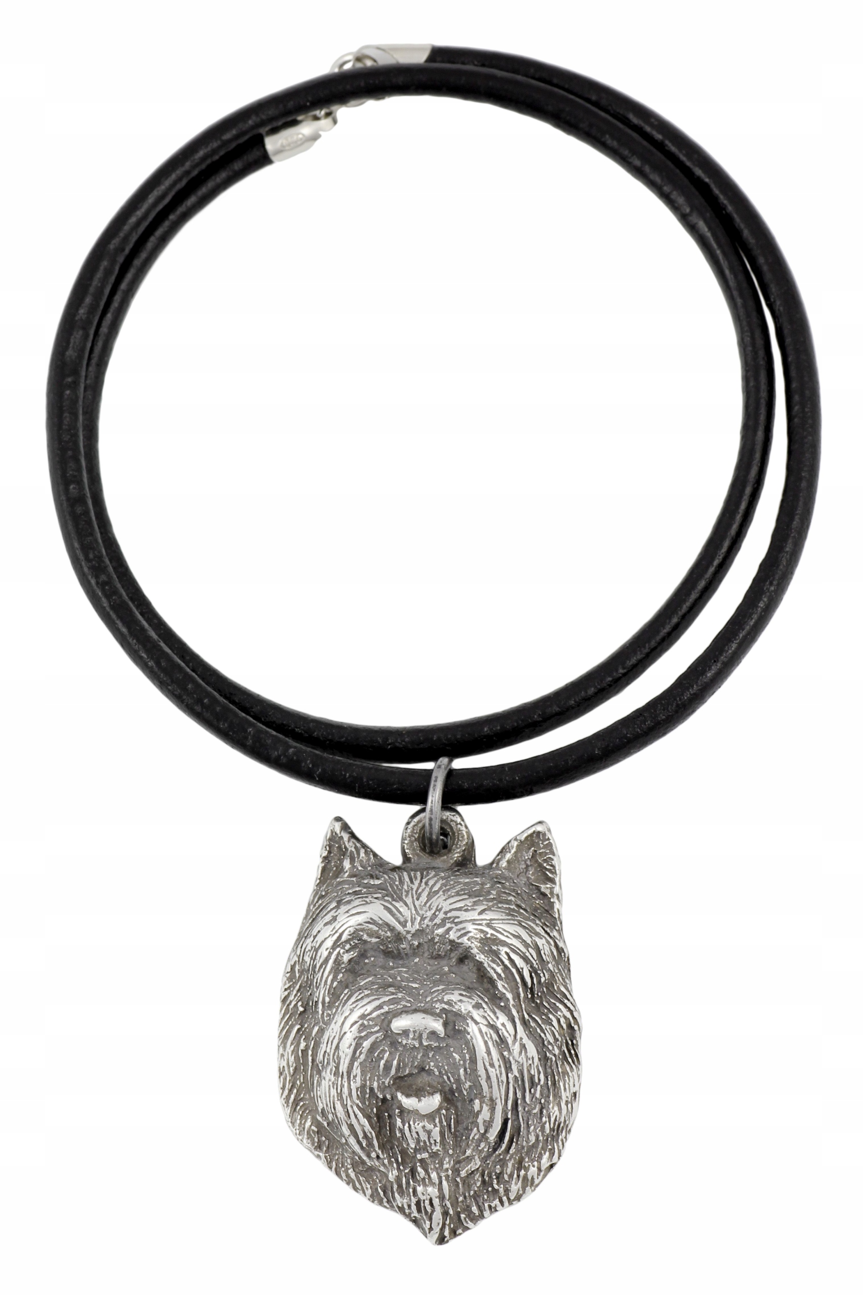

Cairn Terrier Posrebrzany naszyjnik na rzemieniu
