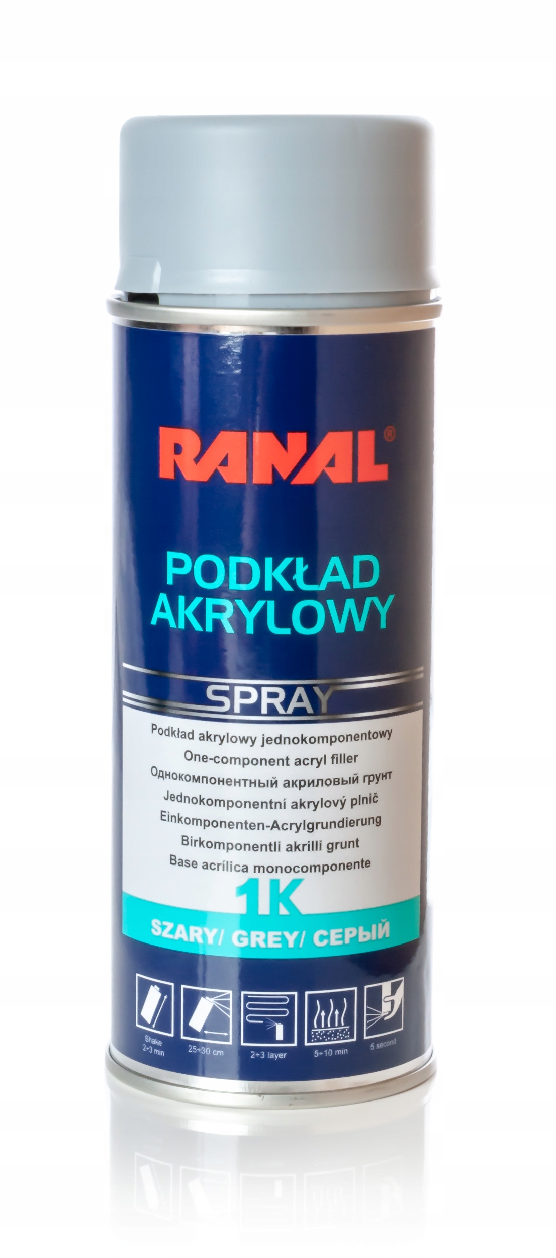 Ranal Spray Podkład akrylowy 1K Szary szybkoschnący wypełniający 400ml
