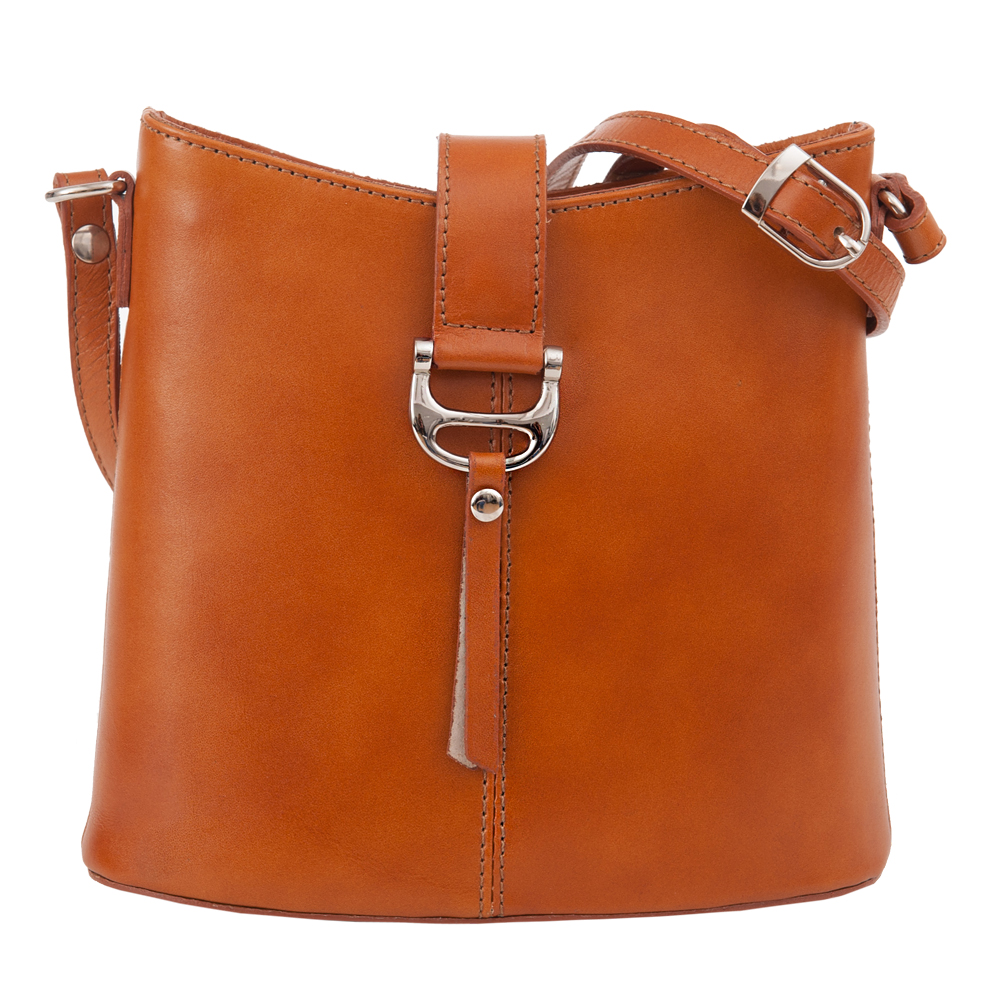 

Włoska Ruda Camel Skórzana torebka listonoszka