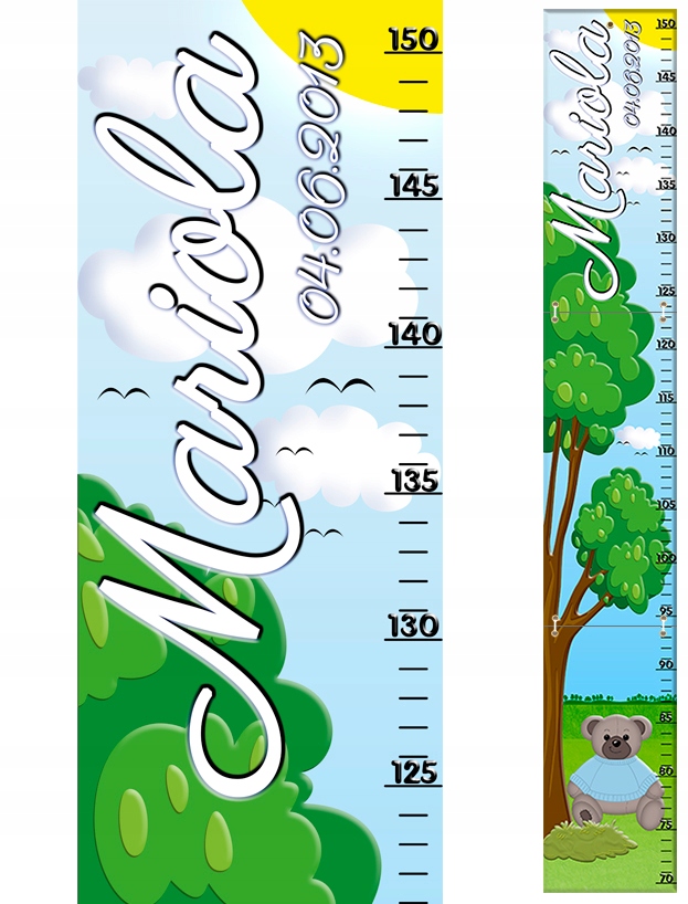 DRZEWKO miarka wzrostu dla dzieci z imieniem i datą urodzenia płyta HDF