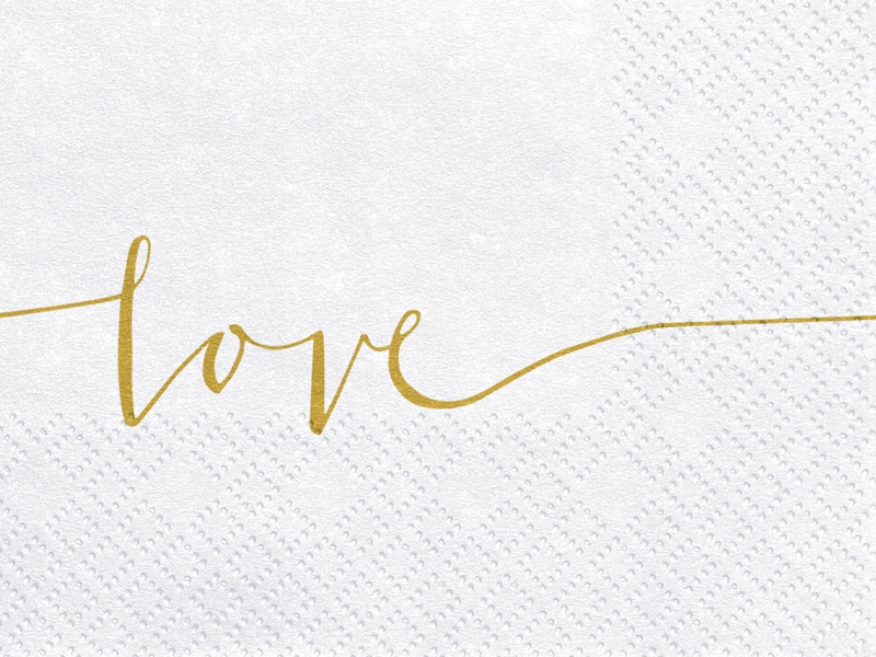 Serwetki Love złote na Ślub Wesele Walentynki x20 Marka Party deco