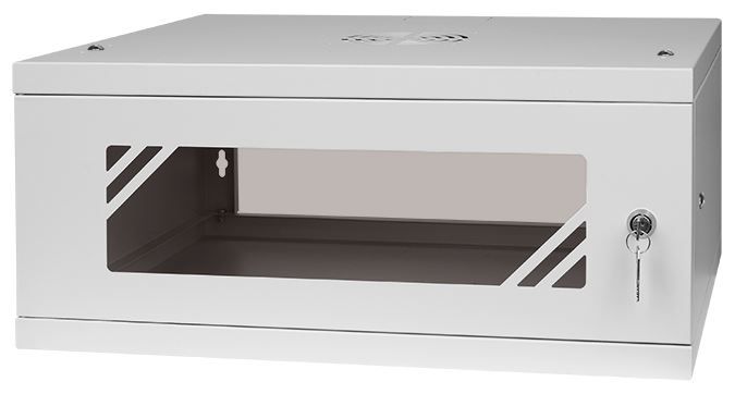 Skříň Rack 19" 4U 450 mm Šedá Skleněné dveře