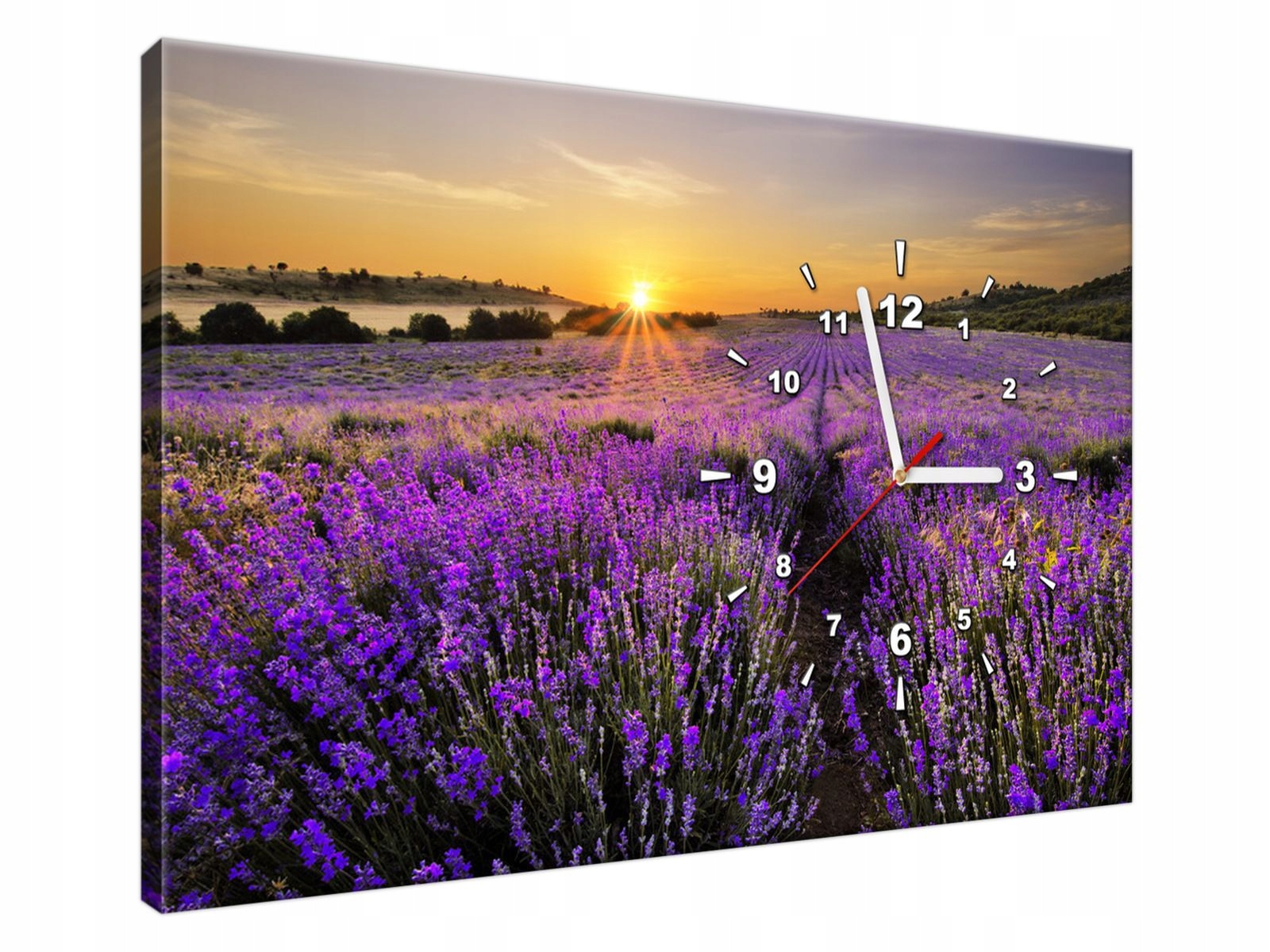 OBRAZ Z ZEGAREM 60x40cm SALON, KUCHNIA Pole lawend