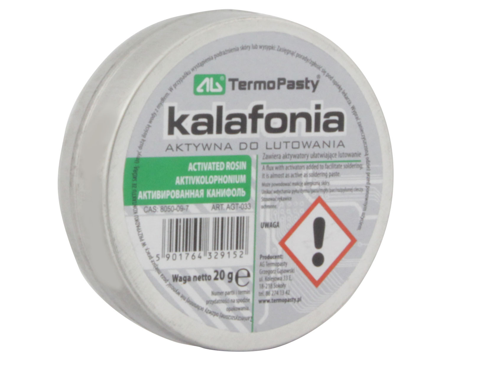 

Kalafonia aktywna do lutowania 20g Ag TermoPasty