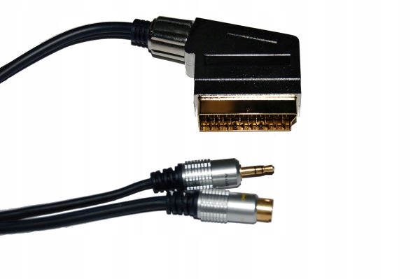 Przewód Scart <-- wtyk mini din 4p SVHS+3,5 5m