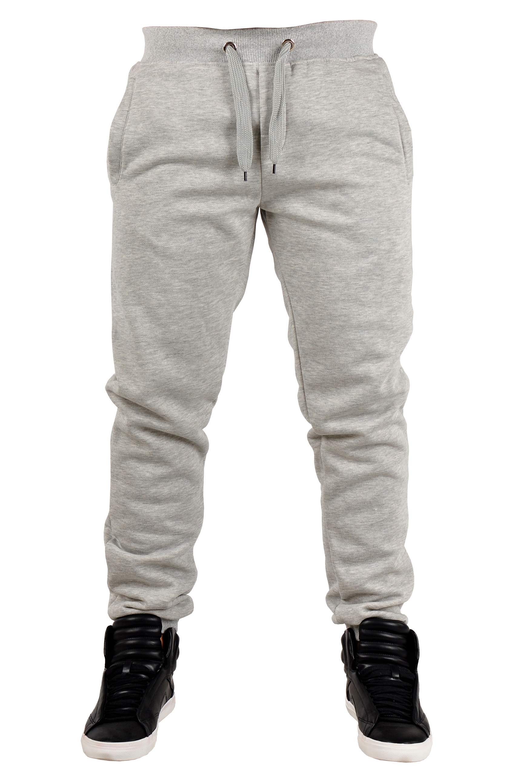 K01 r. 3XL MĘSKIE SPODNIE DRESOWE JOGGERY GŁADKIE Kolor szary