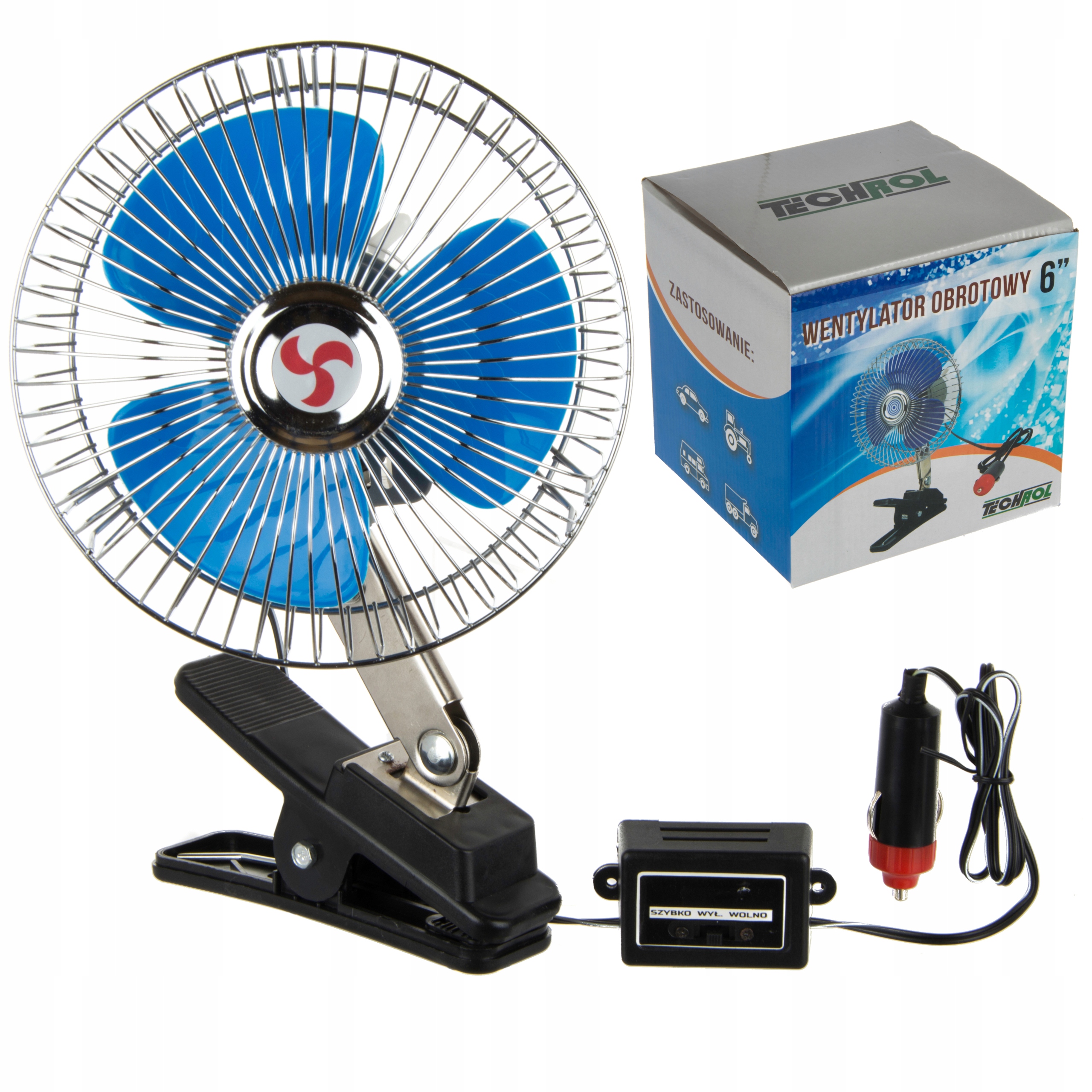 

Wentylator wiatrak obrotowy z klipsem 12V 6"
