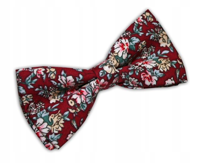 

045 Mucha muszka męska elegancka Czerwona Kwiaty