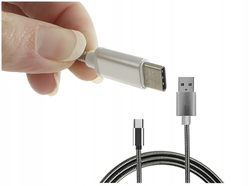 

Metalowy kabel Usb typ-C w oplocie mocny