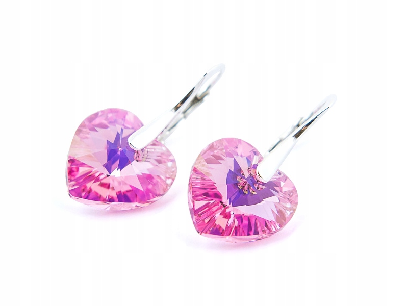 

Srebrne Kolczyki 925 z kr. Swarovski Serca 14 Lrab