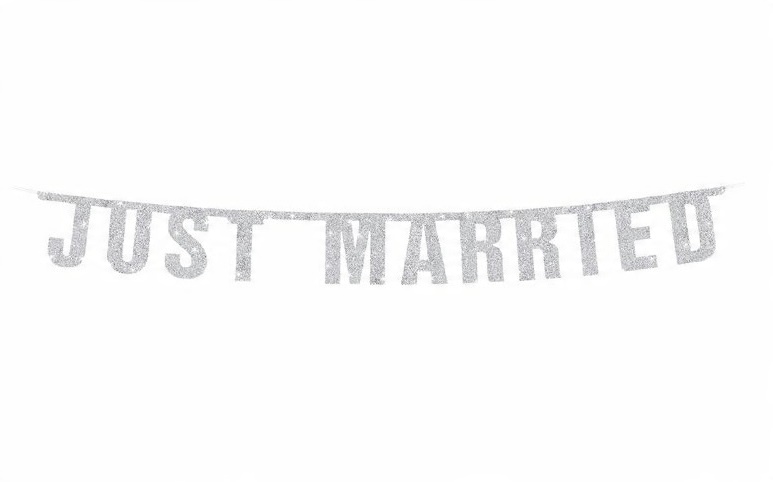 

Baner Weselny Ślubny Just Married Biały Wesele Hit
