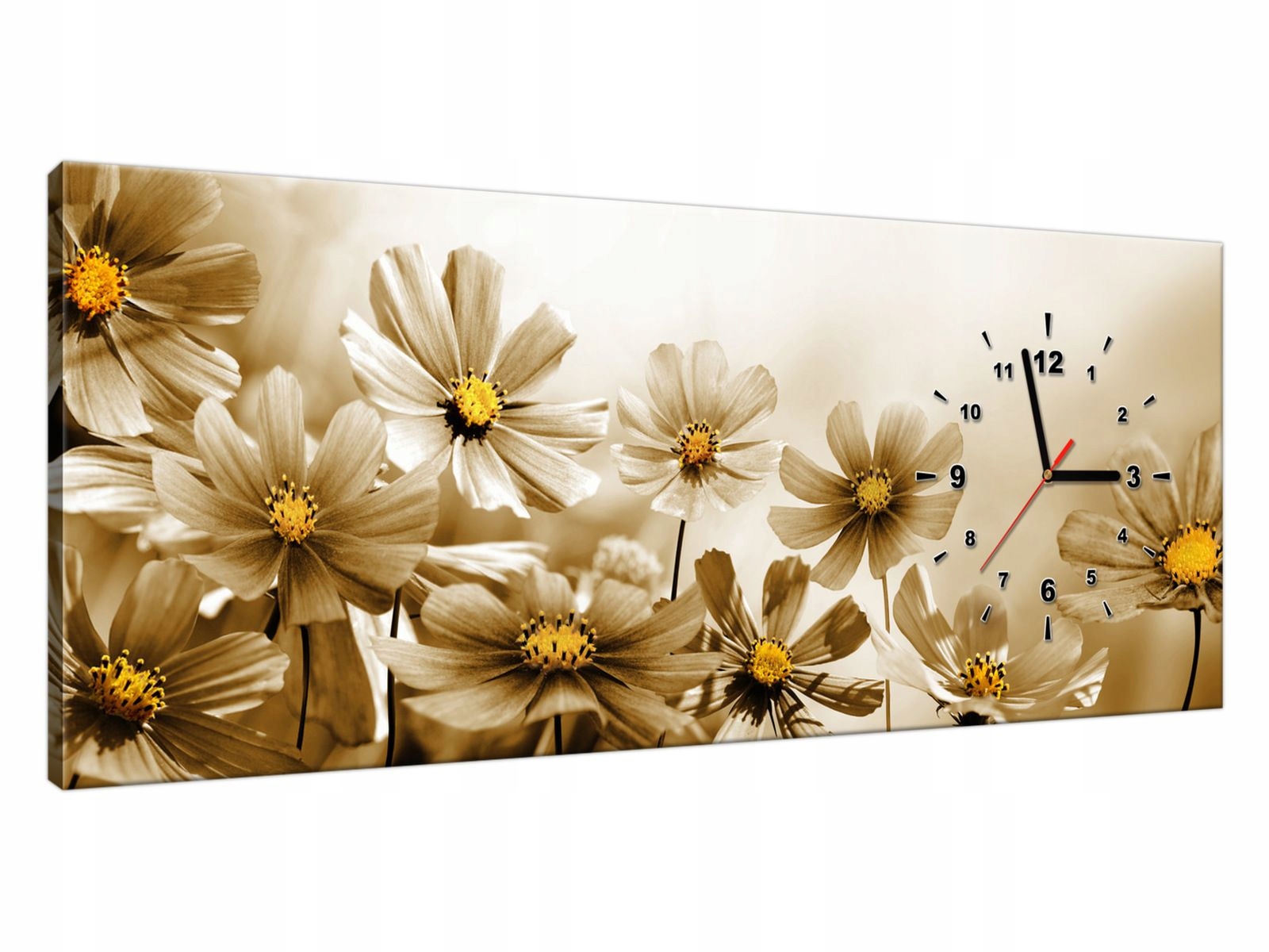 OBRAZ Z ZEGAREM 100x40cm SALON, KUCHNIA Miodowe śr