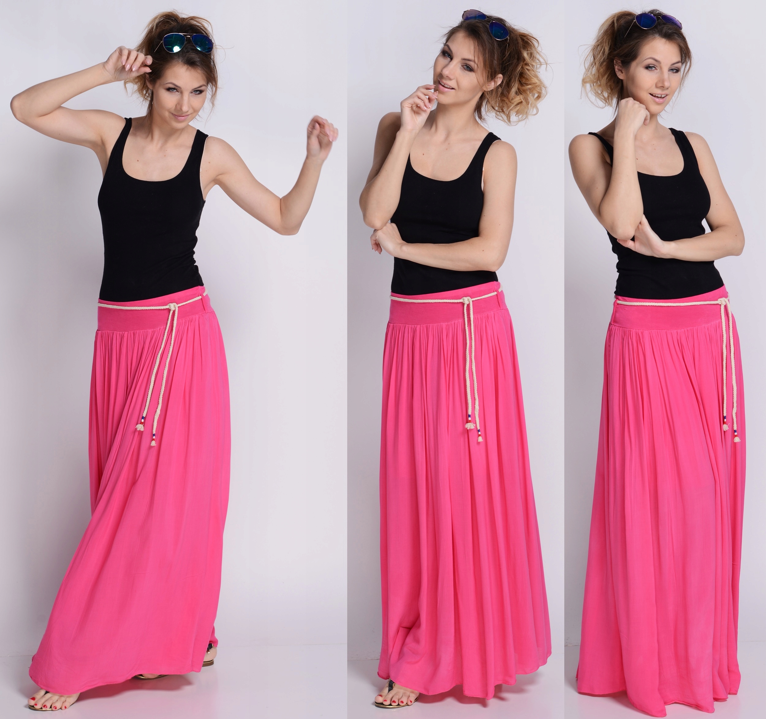 Długa zwiewna SPÓDNICA MAXI FUKSJA Rozmiar uniwersalny