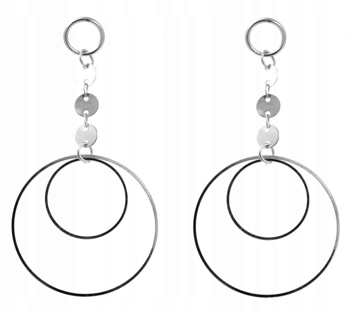 

Kolczyki srebrne długie wiszące koła