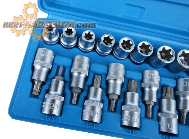 ZESTAW NASADEK NASADKI KLUCZE E-TORX 19ELE Marka Falon-Tech