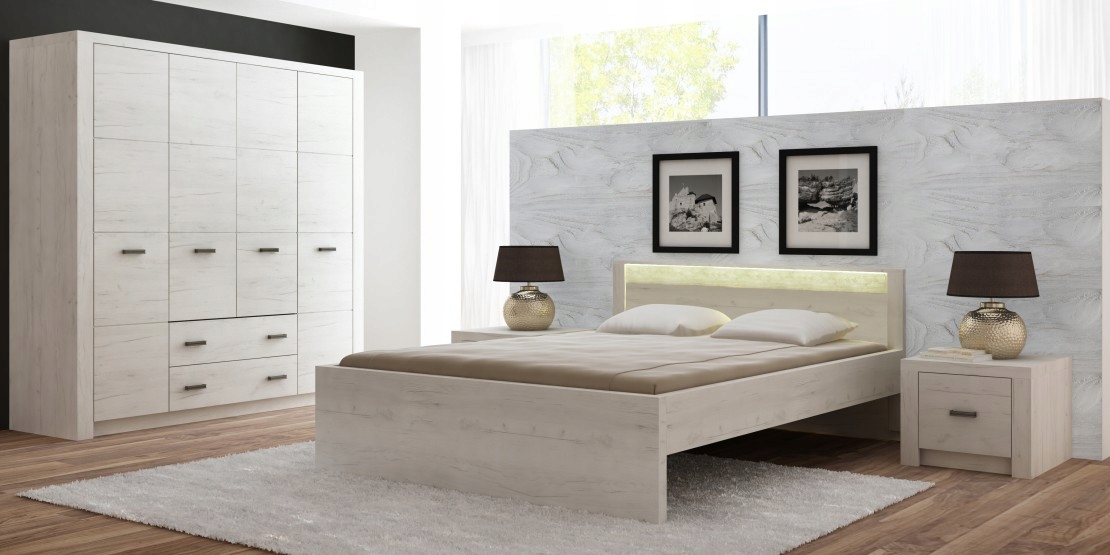 Meble INDIANA - Witryna narożna LED lewa (I-23) Montaż meble do samodzielnego montażu