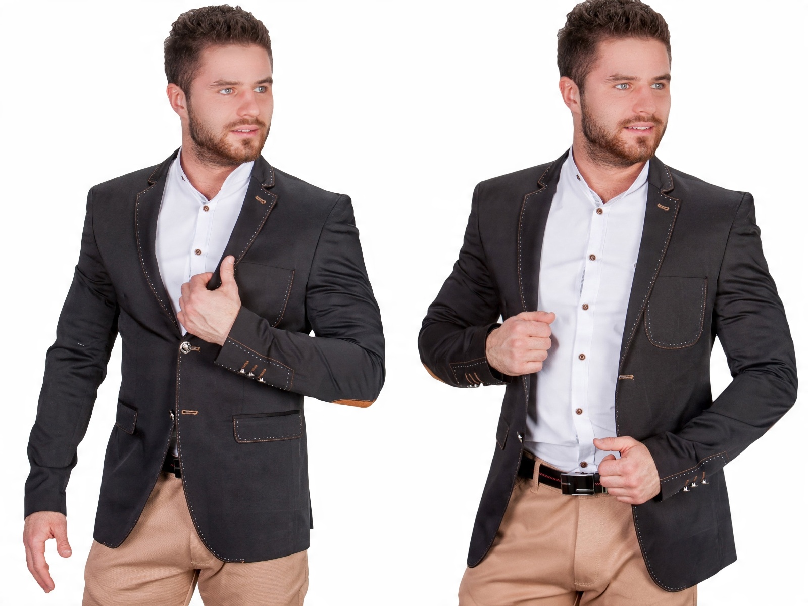 

Marynarka czarna z łatami bb-079 fashionmen2 r. 62