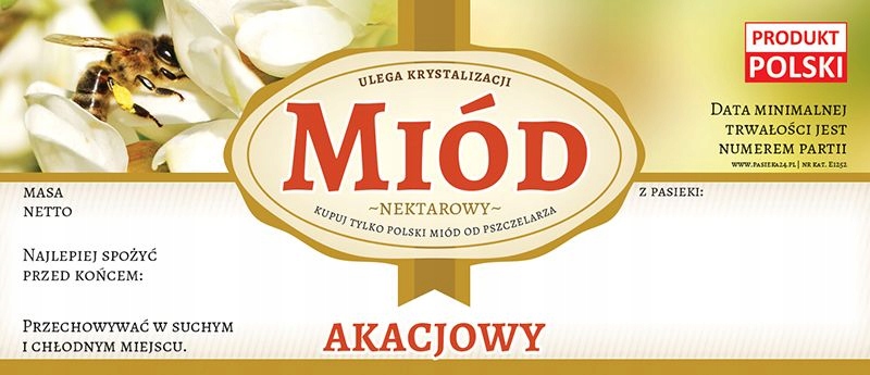 

Etykiety na Miód Akacjowy (100szt) wzór E1252