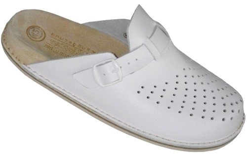 Klapki skórzane damskie Fusbet pełne białe nr 36