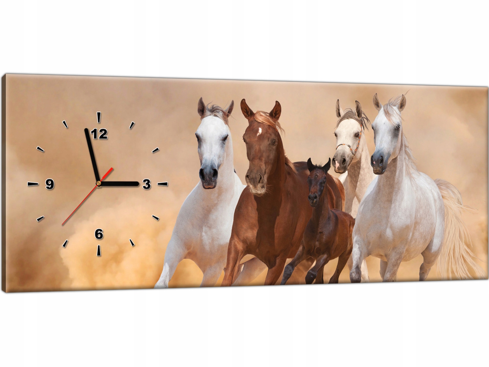 Zegar na ścianę 100x40 Nowoczesny Stylowy Konie