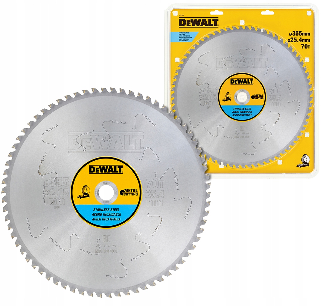 Kotouč na kov inox 355 70T 25,4 DeWALT DT1921