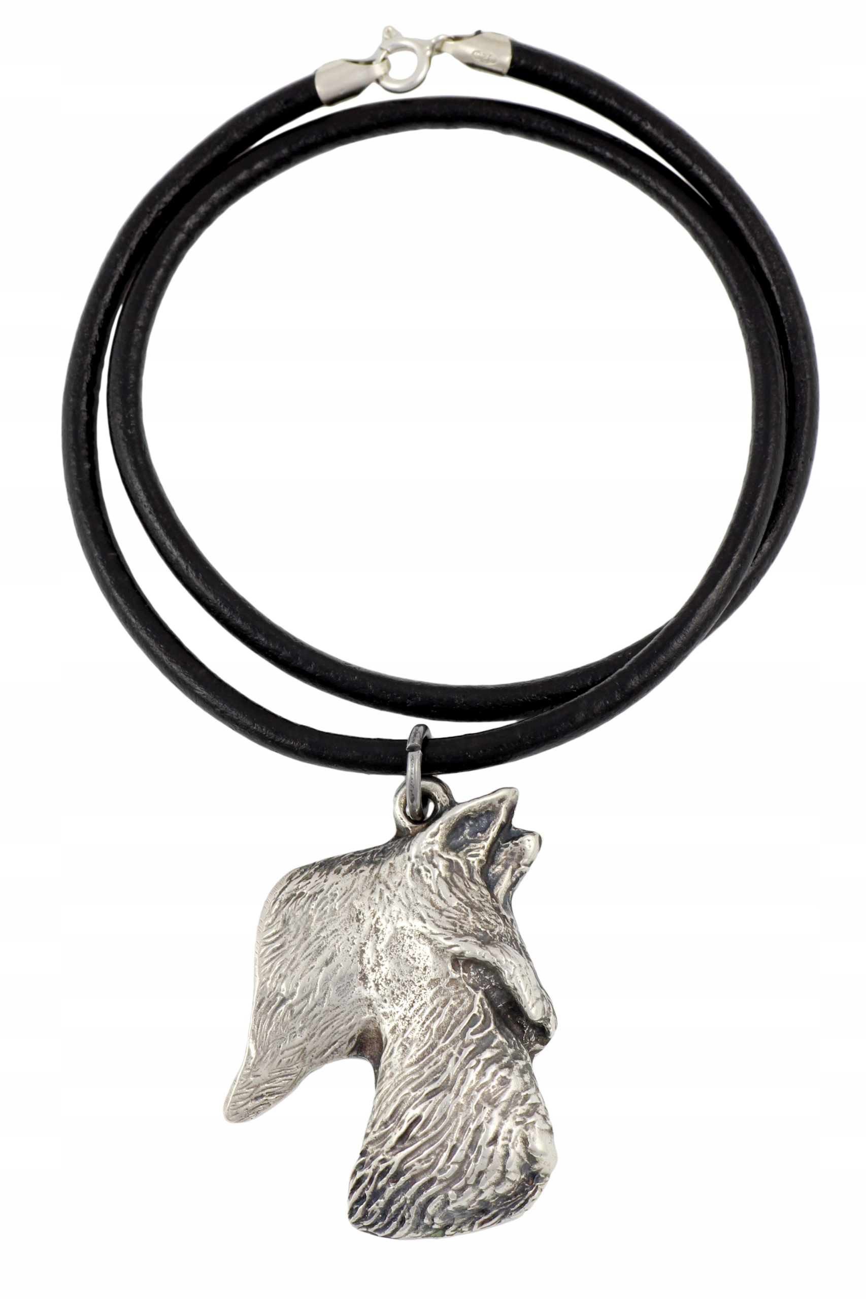 

Terier Szkocki Posrebrzany naszyjnik na rzemieniu