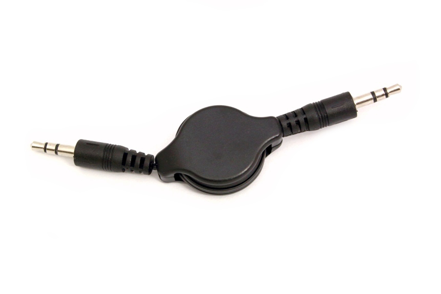

Kabel audio aux mini jack 3.5 ze zwijaczem Cza/bia