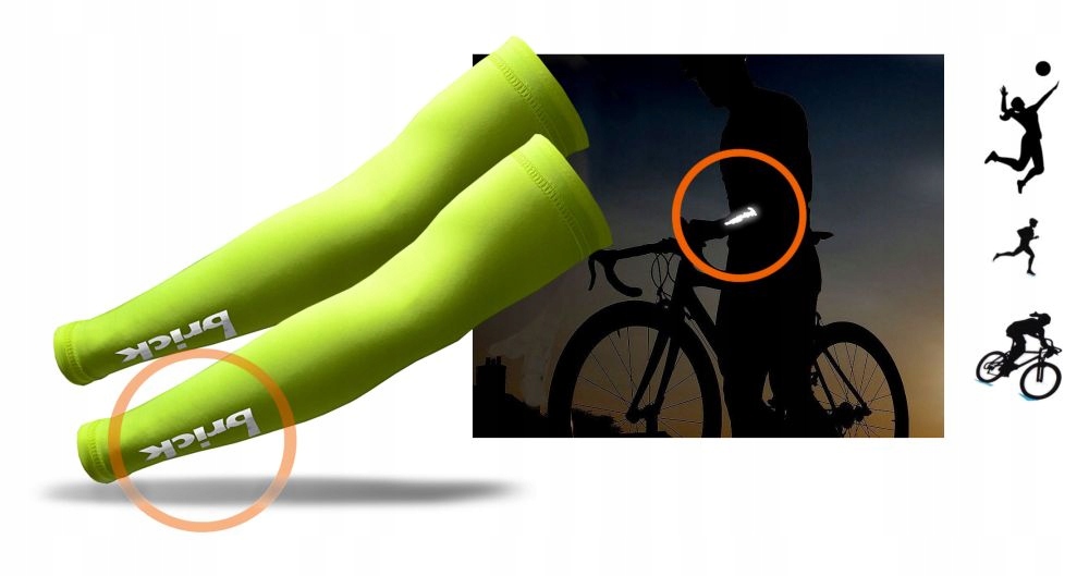 Rękawki NEON Stabilizacja odblaski na rower M/L Model Neon