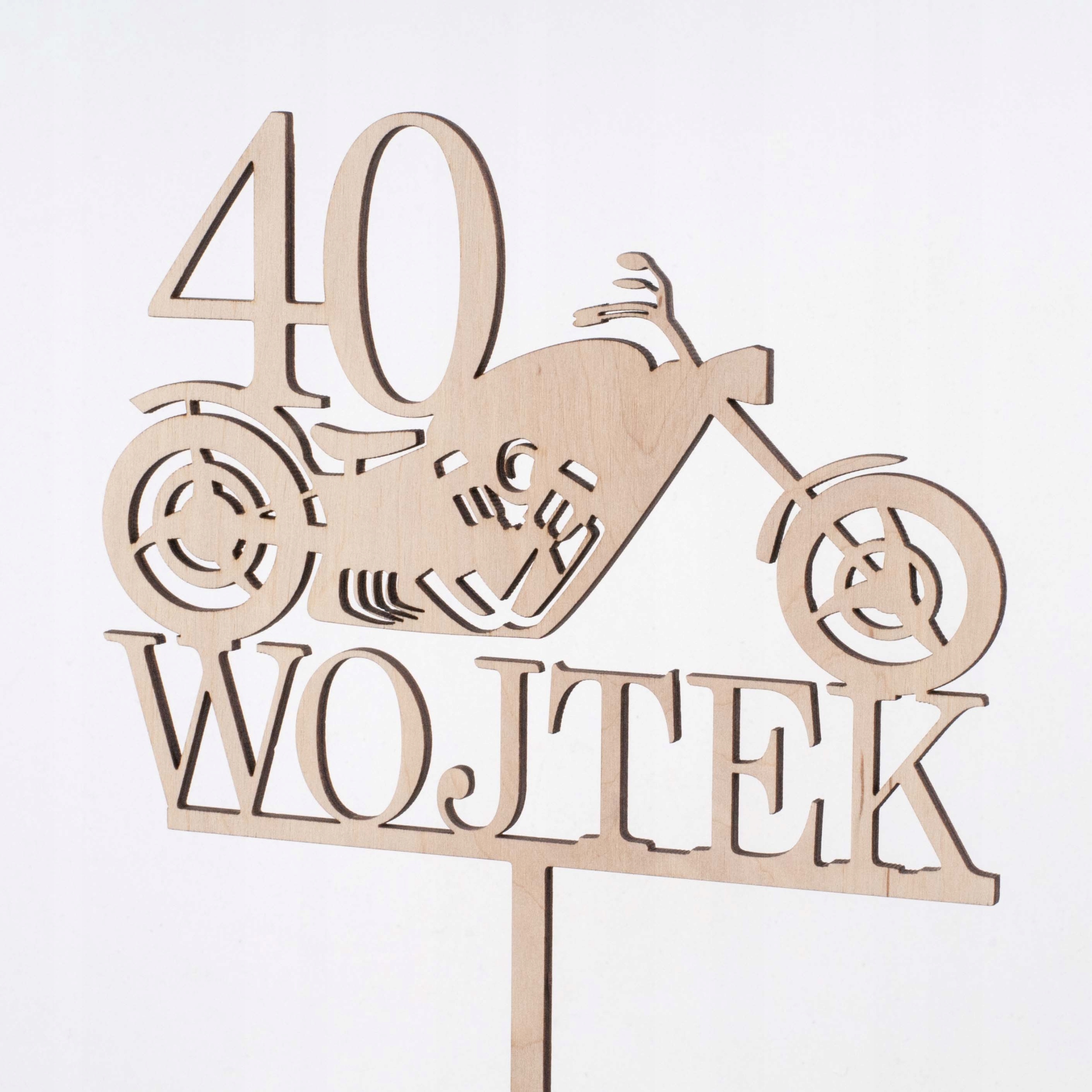 DEKORACJA TORT CHOPPER TOPPER URODZINY NAPIS MOTOR