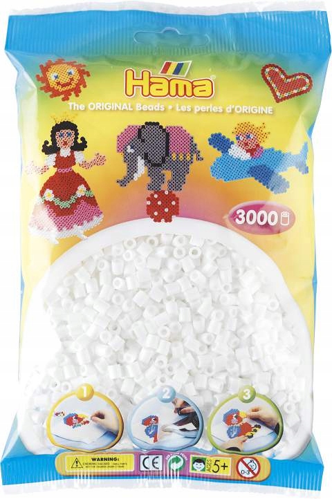 

Koraliki Hama MIDI 3000 Koralików 201-01 Białe