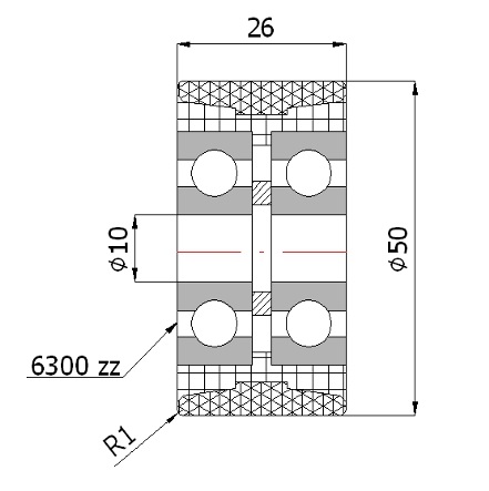 ROLKI TWORZYWOWE - POLIURETANOWE 50-26/10 Marka inny