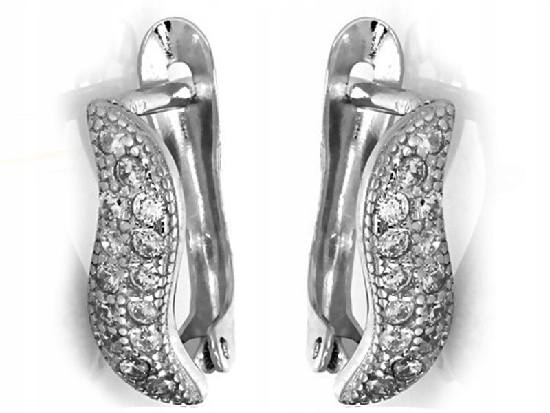 

925 Srebrne Kolczyki Cyrkonie Z Cyrkoniami Gratis