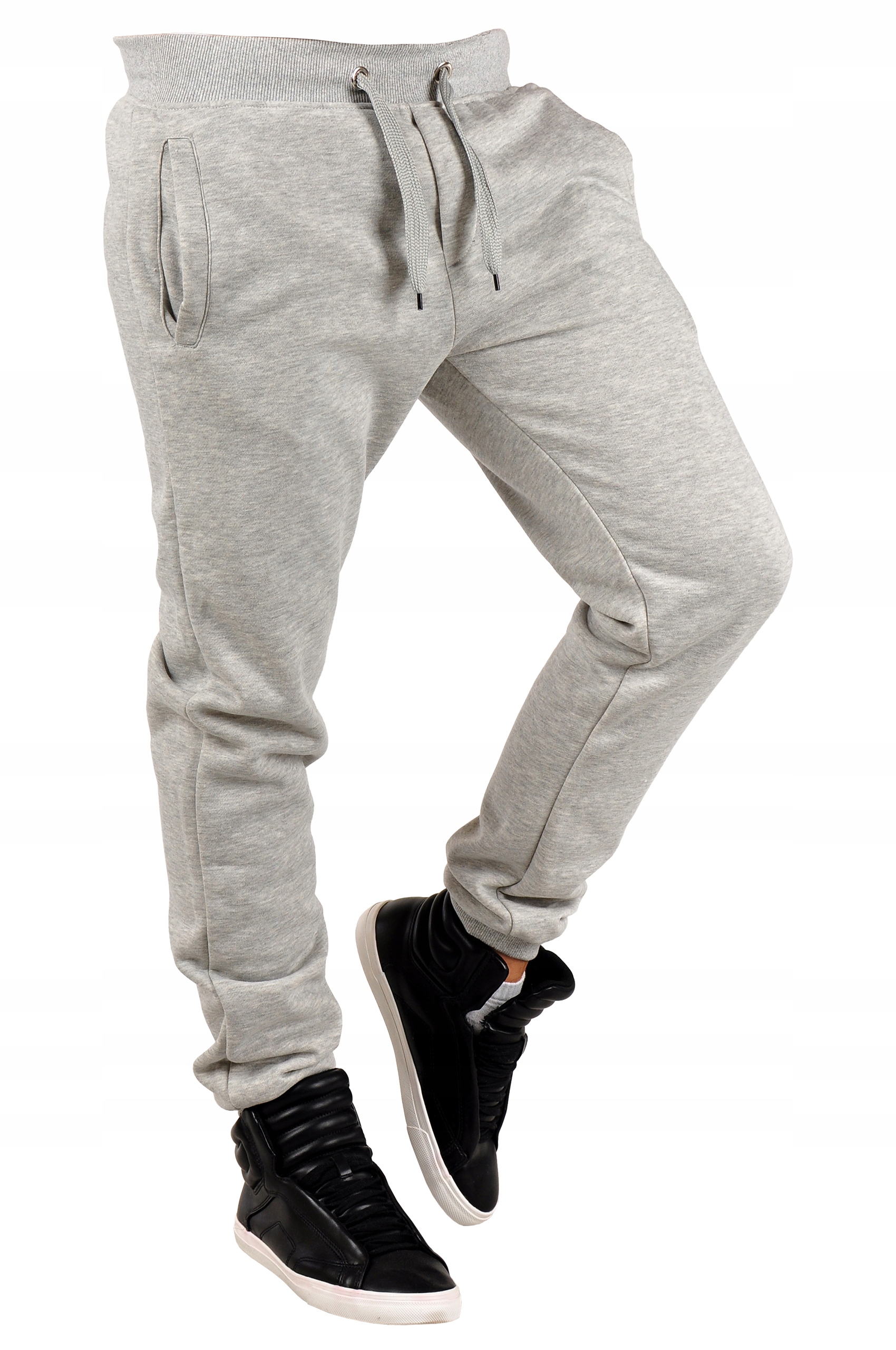 K01 r. M MĘSKIE SPODNIE DRESOWE JOGGERY GŁADKIE Długość nogawki długa