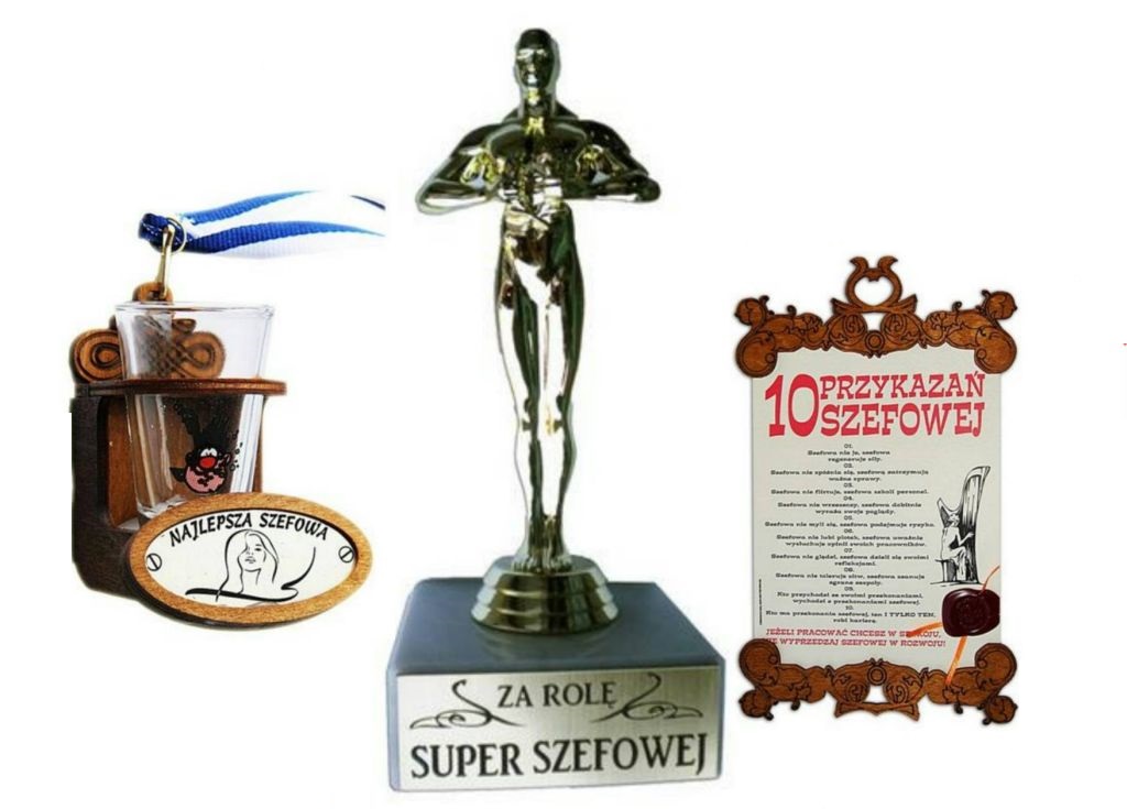 

Statuetka Dla Szefowej Dyplom +kieliszek