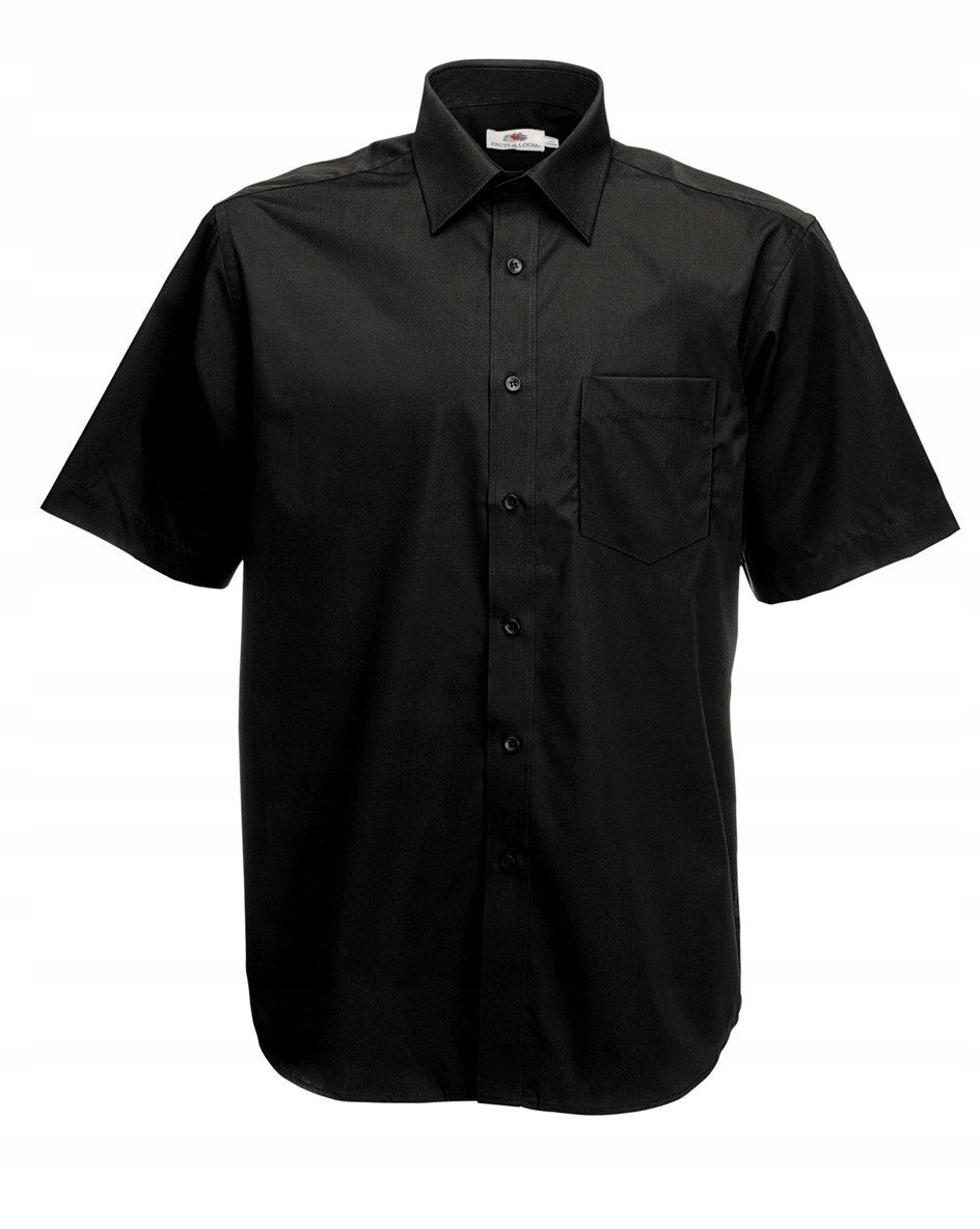 

Men Poplin Short Sleeve Shirt Black XXL