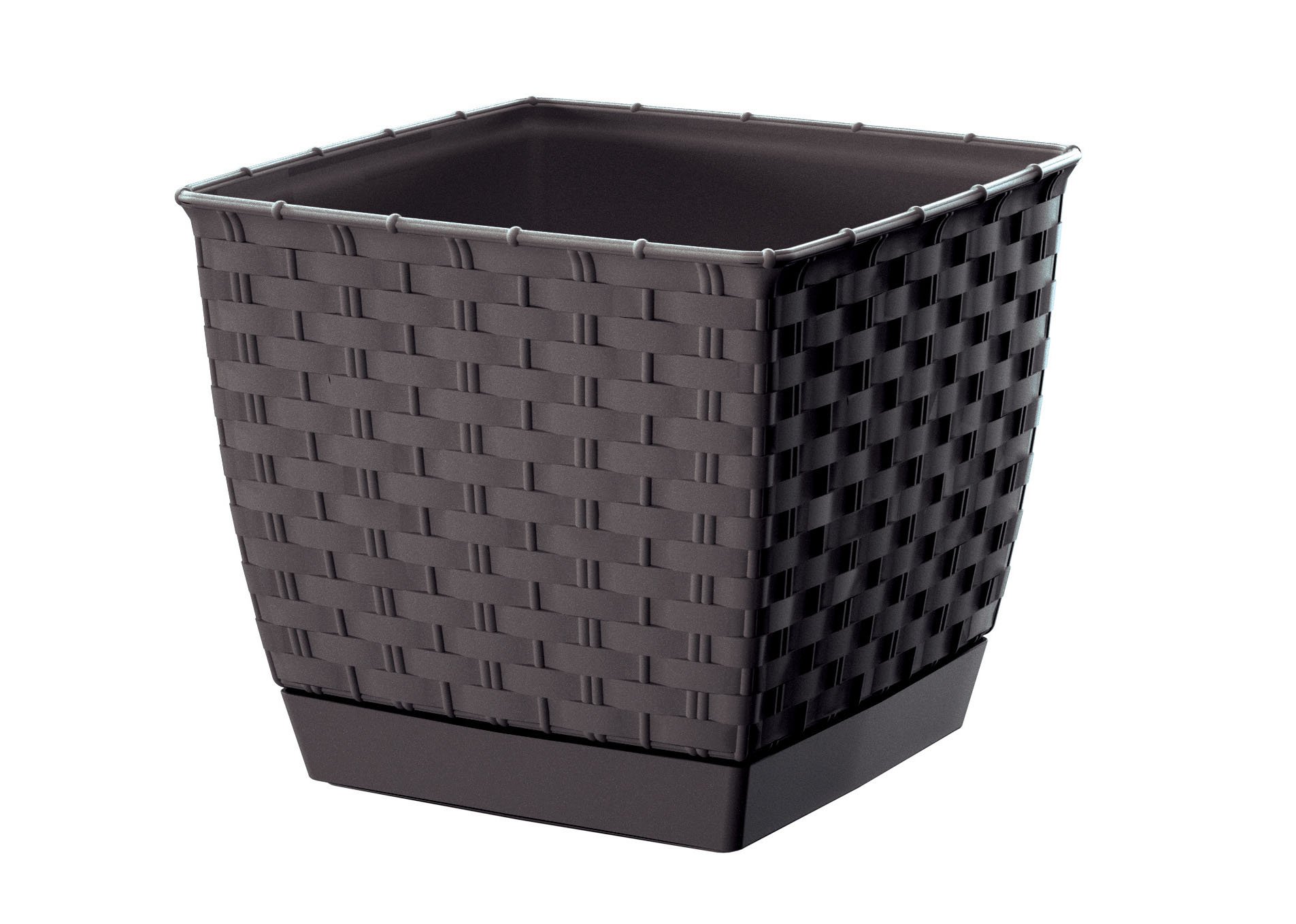 

Doniczka + podstawka Rattan Kwadratowa 24x24x22cm