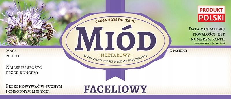 

Etykiety na Miód Faceliowy (100szt) wzór E1258