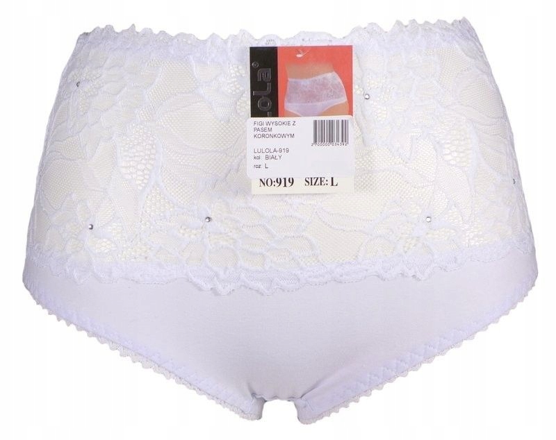 

Figi Wysokie Z Pasem Koronkowym biały XL