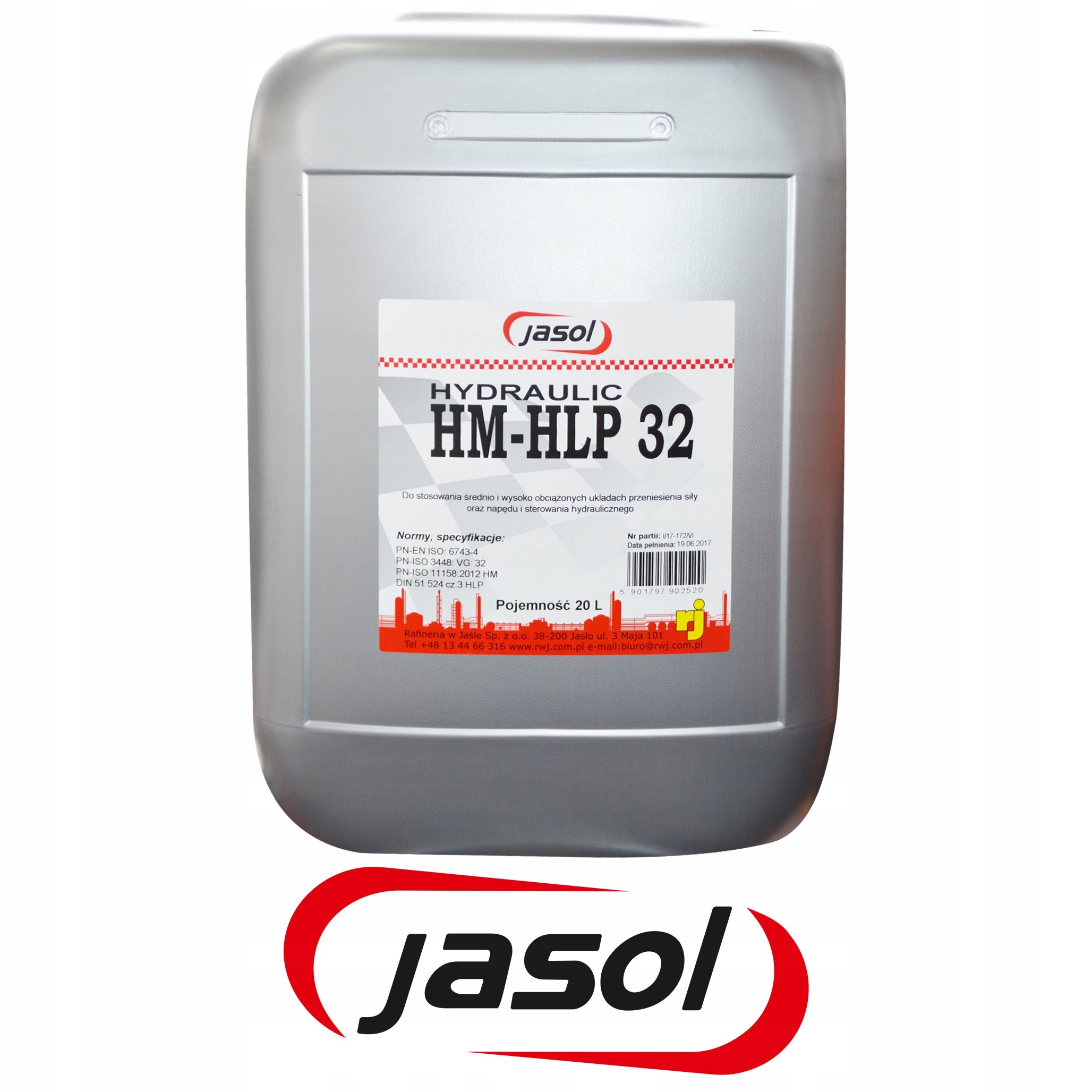 OLEJ HYDRAULICZNY JASOL HM/HLP 32 - - 20 litrów Producent Jasol
