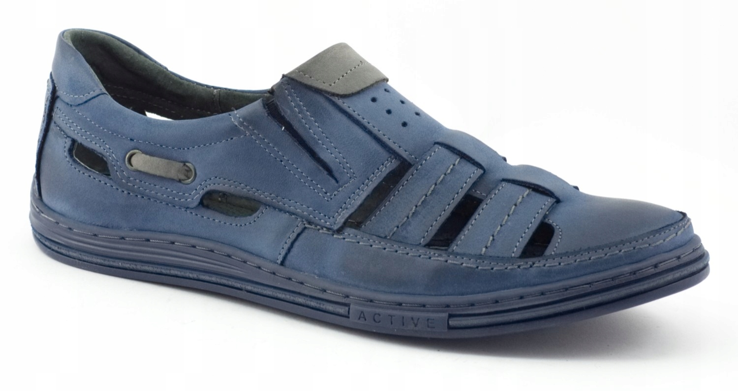 

Mokasyny Męskie Skóra Buty Lato Polskie 06 Blu 38