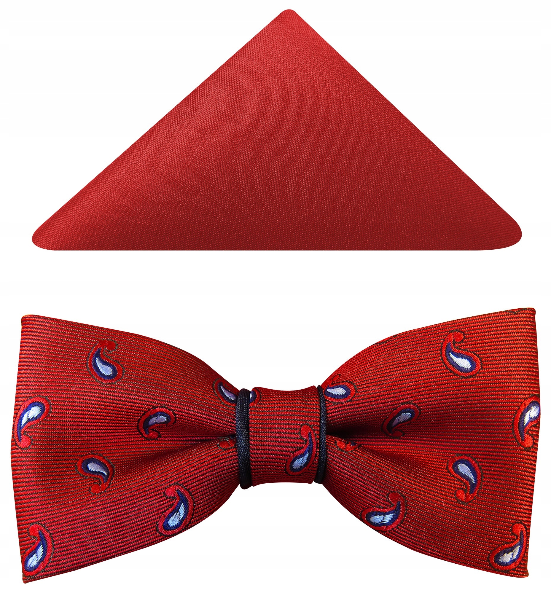 Czerwono-granatowa mucha we wzór paisley A59