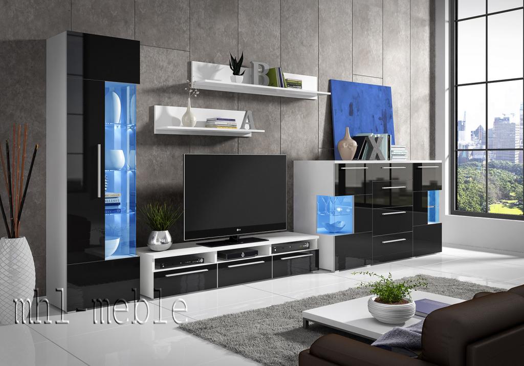 MEBLOŚCIANKA OREGO 2 WYSOKI POŁYSK Z LED! 3 kolory