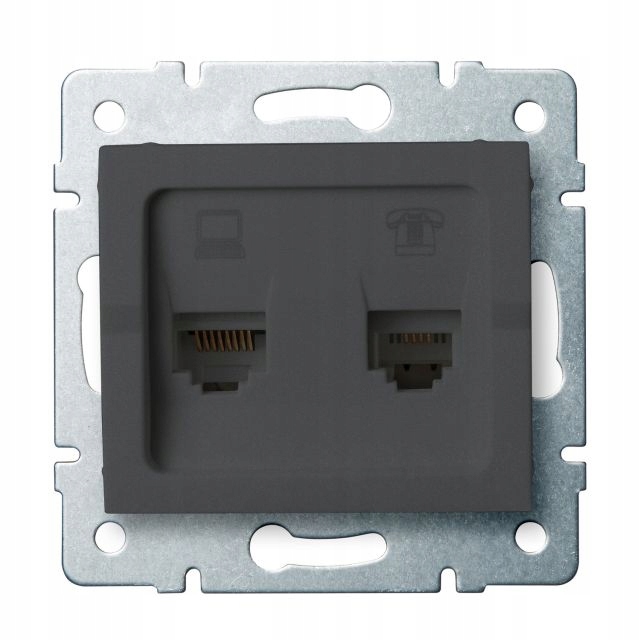

Gniazdo podw RJ45 5E RJ11 Logi grafitowe Kanlux