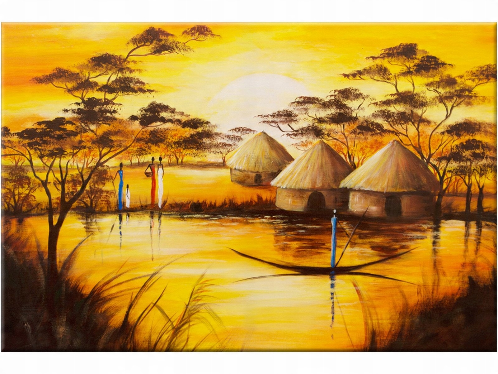 

Tryptyk Afrykańska wioska 120x80 do salonu ścienny