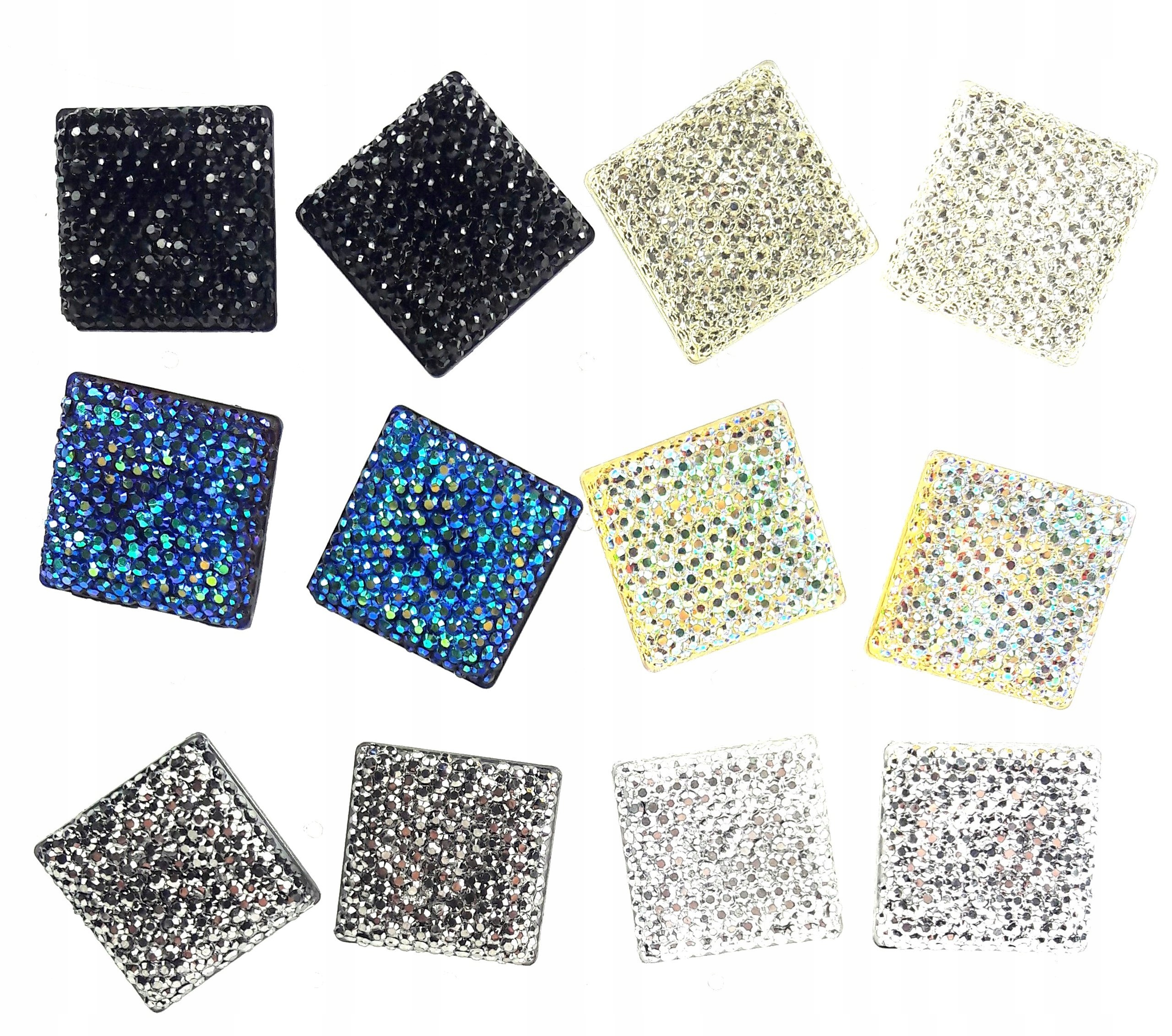 

KH303 Kolczyki Kwadraty Kryształ. 24mm 6 par-HURT