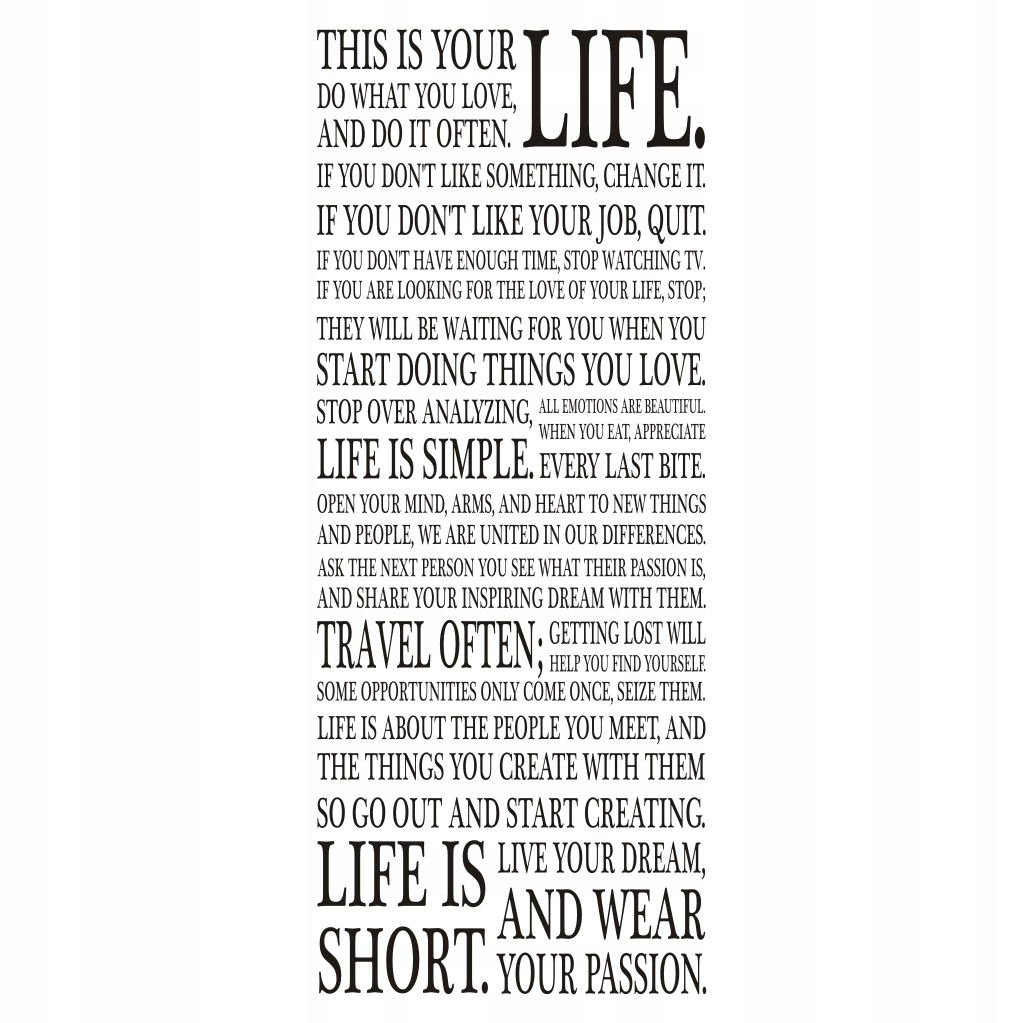 

Napis na ścianę naklejka - This is your life... 22