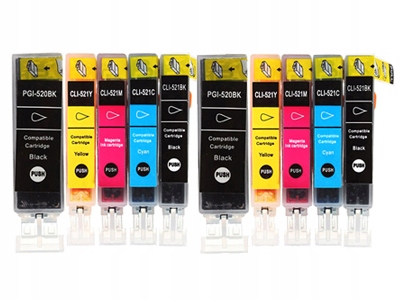 

10x Tusze Do Drukarki Canon PGI520 CLI521 iP3600