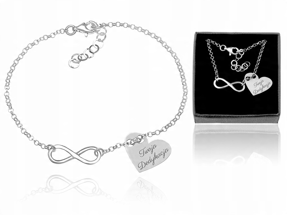

Bransoletka Celebrytka Infinity Serce Grawer PR925