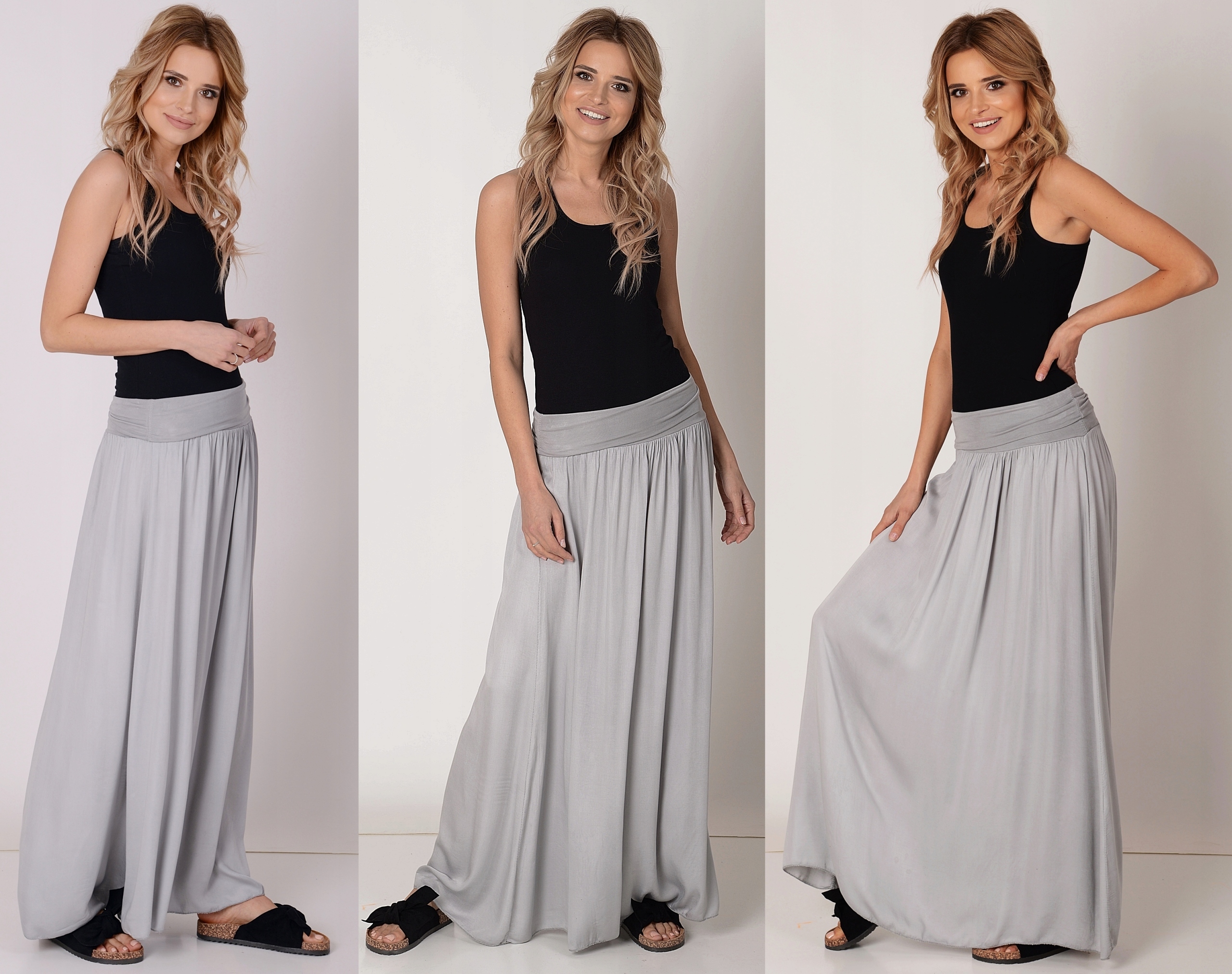 Szara długa spódnica sukienka Płeć kobieta